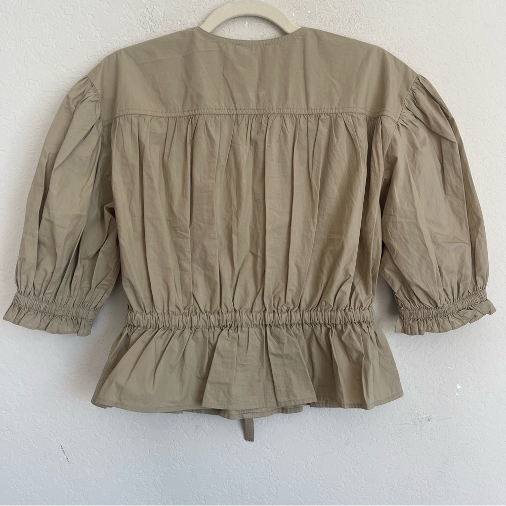 Ulla Johnson Minnie Blouse Dune Beige Puff Sleeve Top - Picture 5 of 6